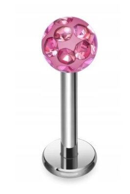 Tytanowy Kolczyk Labret PIERCING Kula z Cyrkoniami HELIX Lobe 1,2/6-10/3 MM