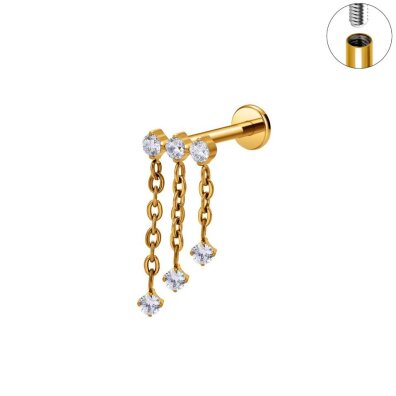 Tytanowy Kolczyk Labret PIERCING Cyrkonie Łańcuszki HELIX Lobe