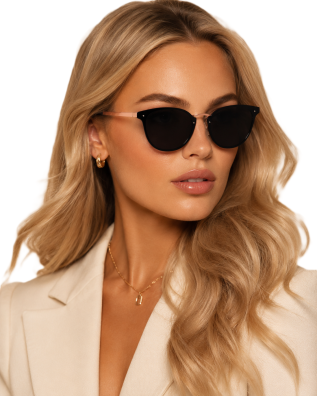 Eleganckie Okulary Przeciwsłoneczne Czarne Złote Unisex UV400