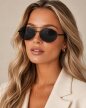 Okulary Przeciwsłoneczne Damskie Pilotki Aviator Czarne Metalowe UV400 (2)