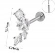 Srebrny Kolczyk PIERCING Labret z Gwiazdką Cyrkonie Stal Ch 316L 1,2/8 (2)