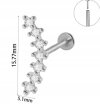 Srebrny Kolczyk PIERCING Labret z Cyrkoniami Stal Ch 316L 1,2/8 (2)