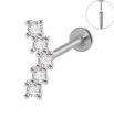 Srebrny Kolczyk PIERCING Labret z Cyrkoniami Stal Ch 316L 1,2/8