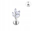 Tytanowy Kolczyk Labret PIERCING Cyrkonie LIŚĆ LISTEK HELIX Lobe (2)