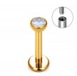 Tytanowy Kolczyk Labret PIERCING ZŁOTY z cyrkonią HELIX Lobe 1,2/6-10/2-4 mm
