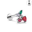  Tytanowy Kolczyk Labret PIERCING Cyrkonie Wiśnie Cherry HELIX Lobe (1)