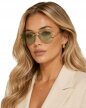 Okulary Przeciwsłoneczne Złote Zielone Bez Ramkowe Pilotki UV400 Unisex (1)