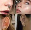 Srebrny Tytanowy Kolczyk Clicker PIERCING Potrójne kółko HELIX Lobe 1,2/8-10 (4)
