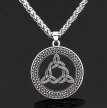 Srebrny Naszyjnik Vikingów Okrągły Amulet Nordic Retro (4)
