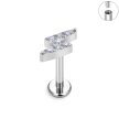  Tytanowy Kolczyk Labret PIERCING Błyskawica z Cyrkoniami HELIX Lobe