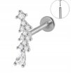 Srebrny Kolczyk PIERCING Labret z Cyrkoniami Stal Ch 316L 1,2/8