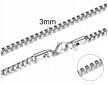 Srebrny Łańcuszek Naszyjnik 3MM Splot Kostka, Ze Stali (4)