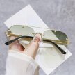 Okulary Przeciwsłoneczne Złote Zielone Bez Ramkowe Pilotki UV400 Unisex (5)