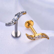 Tytanowy Kolczyk Labret PIERCING Księżyc Cyrkonie HELIX Lobe (3)
