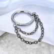 Tytanowy Kolczyk Clicker PIERCING z Łańcuszkiem Cyrkonie HELIX Lobe 1,2/8-10 (7)