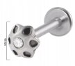 PIERCING Srebrny Kolczyk Labret z Kwiatkiem Cyrkonia Stal Ch 316L 1,2/8 (2)