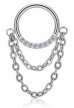 Tytanowy Kolczyk Clicker PIERCING z Łańcuszkiem Cyrkonie HELIX Lobe 1,2/8-10