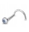 Tytanowy SREBRNY Kolczyk do Nosa z Cyrkonią NOSTRIL PIERCING 0,8/7/2-3 mm