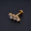 Tytanowy Kolczyk Labret PIERCING 3 cyrkonie prostokątne HELIX Lobe (2)