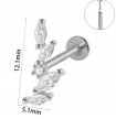 Srebrny Kolczyk PIERCING Labret z Cyrkoniami Listek Liść Stal Ch 316L 1,2/8 (2)