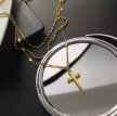 Trójwarstwowy Naszyjnik Krzyż Krzyżyk Koraliki Różaniec STAL CHIRURGICZNA (5)
