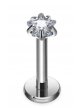 Tytanowy Kolczyk Labret PIERCING z cyrkonią Gwiazdka HELIX Lobe 1,2/6-10/3 MM