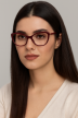Okulary Zerówki damskie cat-eye bordowe eleganckie (8)