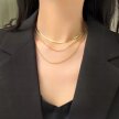 Modny Pozłacany 18K Naszyjnik Łańcuszek Płaski Wielowarstwowy STAL 316L (7)