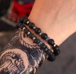 Bransoletka Męska KORALIKI Lawa 2szt Hematyt Punk (2)