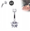 Tytanowy SREBRNY Kolczyk do Pępka z Gwiazdką Cyrkonie PIERCING 1,6/10/8+5