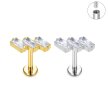  Tytanowy Kolczyk Labret PIERCING 3 cyrkonie prostokątne HELIX Lobe (2)