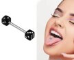 Kolczyk Do Języka Sztanga PIERCING Podwójne Kości Punk Gothic Stal Ch 316L