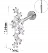 Srebrny Kolczyk PIERCING Labret z Gwiazdką i Cyrkoniami Stal Ch 316L 1,2/8 (2)