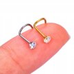 Tytanowy ZŁOTY Kolczyk do Nosa z Cyrkonią NOSTRIL PIERCING 0,8/7/2-3 mm (3)