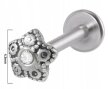 PIERCING Kolczyk Labret z Gwiazdką, Gwiazda Cyrkonia Stal Ch 316L 1,2/8 (2)