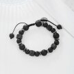 Męska Bransoletka z Koralikami Kwadratowy Kamień Wulkaniczny Lawa (4)