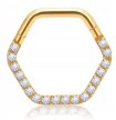 Złoty Tytanowy Kolczyk Clicker PIERCING z Cyrkoniami HELIX Lobe 1,2/8-10
