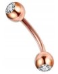 Rose Gold Kolczyk Do Brwi Z Kryształkami SS316L