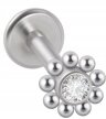 LABRET Śliczna Cyrkonia z Kuleczkami SS316L 1,2/8