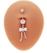 KOLCZYK DO PĘPKA Kokarda z Cyrkoniami PIERCING Biżuteria Stal Ch 316L (2)
