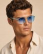 Okulary Przeciwsłoneczne Damskie Transparentne Niebieskie UV400 Retro (3)