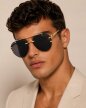 Okulary Przeciwsłoneczne Złote Czarne Bez Ramkowe Pilotki UV400 Unisex (2)