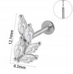 Kolczyk PIERCING Labret z Cyrkoniami Kształt Liścia Stal  (2)
