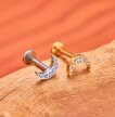 Tytanowy Kolczyk Labret PIERCING z Cyrkoniami Księżyc HELIX Lobe (3)