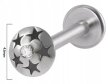 PIERCING Kolczyk Labret Okrągły z Gwiazdkami, Cyrkonia Stal Ch 316L 1,2/8 (2)