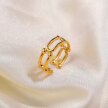 Złoty Pierścień Damski Elegancki Łańcuch Z Klamrą W Kształcie Podkowy STAL (3)