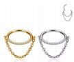 Tytanowy Kolczyk Clicker PIERCING z Łańcuszkiem Cyrkonie HELIX Lobe 1,2/8-10 (4)