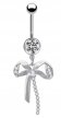 KOLCZYK DO PĘPKA Kokardka z Cyrkoniami PIERCING Biżuteria Stal Ch 316L