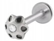 PIERCING Srebrny Kolczyk Labret z Kwiatkiem Cyrkonia Stal Ch 316L 1,2/8