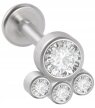 LABRET Śliczny Kolczyk z Cyrkoniami SS316L 1,2/8